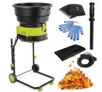 Broyeur de feuilles électrique et broyeur de compost avec roues | Déchiqueteuse à grande vitesse pour un nettoyage et un compostage efficaces de la cour | Comprend un râteau à feuilles et un sac de