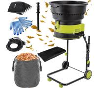 Broyeur de feuilles électrique et broyeur de compost avec roues et sac de rangement pour le nettoyage et le compostage de cour