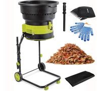 Broyeur de feuilles électrique et broyeur de compost avec roues et sac de rangement pour le nettoyage et le compostage de cour