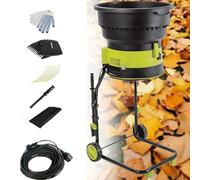 Broyeur de feuilles électrique et broyeur, design sans lame avec rapport d'engrenage élevé et trémie large, idéal pour l'entretien de la pelouse et du jardin