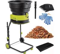 Broyeur de feuilles électrique sans fil 2500 W avec roues - Broyeur de déchets de jardin et machine à compostage 8000 tr/min, sac de rangement inclus