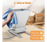 Broyeur de grains 4L/1,06 gal, manivelle manuelle, granularité réglable, en acier inoxydable pour fraisage d'orge, de blé et d'autres céréales Silver