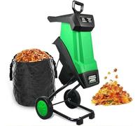 Broyeur de Jardin Électrique, 2400W Puissant, Avec Sac de Collecte 50L et Capacité de Coupe de 40mm pour Branches et Feuilles, Design à Roues pour Entretien du Jardin.