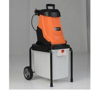 Broyeur de Jardin Électrique 2800W COSTWAY, Bac de Collecte de 50L, Diamètre de Coupe 45 mm, Roues, Mulcheur Filaire à Bois, Orange