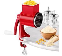 Broyeur de Noix Manuel avec 2 Pales de Tambour Amovibles, Moulin à Cacahuètes avec Manivelle en Acier Inoxydable pour Maïs, Épices, Fromage, Concombres, Carottes