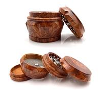 Broyeur d'Herbes Moulin à Épices En Bois 4 En 1 Mini Portable Moulins à Épices Amovible Pour Outil De Broyage D'Épices De Cuisine Pour Herbes Sèches,Pollen,Fleurs,Épices,Tabac,Amovible(40*33mm)