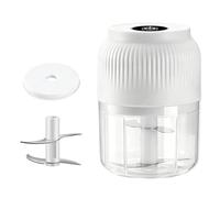 Broyeur électrique d'ail domestique, mini hachoir sans fil rechargeable USB à 6 lames, adapté pour ail, purée bébé, noix, gingembre, piment et oignon (White,4)