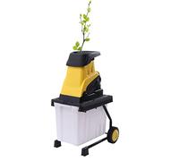 Broyeur électrique puissant 2500 W pour le jardin, diamètre de coupe de 1,7", broyeur électrique, broyeur silencieux, broyeur à rouleaux, broyeur électrique, bac de récupération de 45 litres + bac de