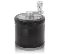Broyeur en aluminium incassable de broyeur de première qualité à manivelle de DCOU pour l'herbe de fines et les épices 4 pièces 2.2 pouces (Noir-aluminium)
