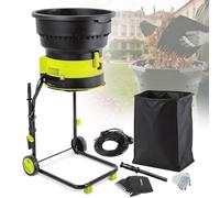 Broyeur et broyeur de feuilles électrique - Moteur de 2500 W, 8000 tr/min, taux de broyage de 17:1, avec roues et sac de collecte pour nettoyage et compostage de cour