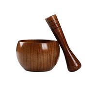 Broyeur, mortier, broyeur en bois à l'ancienne, rond, lisse, poli à la main, ensemble de pilon