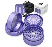Broyeur professionnel Crush Core PRO 2.0 - Nouveau broyage 2.0 | 100 % aluminium aéronautique | 4 pièces de diamètre 63 mm | Aimants N52, grande capacité, moulin à herbes et épices (violet)