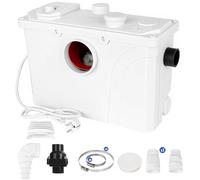 Broyeur Sanitaire 700W Pompe de Relevage Eaux Usées 190L/min Verticale de 7 m avec 4 Entrées d'Eau pour Convient aux Pompes de Toilettes Domestiques, Baignoires, Douches, Lave-vaisselle, Éviers