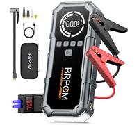 BRPOM Booster Batterie avec Compresseur, 8000A Démarreur Batterie Voiture, 160PSI Gonfleur de Pneus, 12V Jump Starter, Tout Gaz ou 10L Diesel, Écran LCD, Eclairage de Secours, Banque d'alimentation