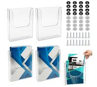 BRRDAQU 4 Pièces Corbeilles Murales Transparentes A4, Présentoir à Prospectus Transparent Format A4 Transparent Porte Brochure Banette Acrylique pour Bureau, Hôtel, Restaurant