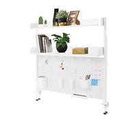 Brride Étagère de bureau clipsable avec tableau d'affichage, bibliothèque 3 niveaux accessoires de bureau d'ordinateur organisateur pour bureau, gaming, maison, modulaire suspendable (blanc, 100x95cm)