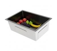 BRRIDE Évier de cuisine en acier inoxydable 304 rectangulaire avec siphon - 1 bac encastrable - 60 x 40 cm - Noir