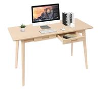 Brride Milano - Petit bureau en bois avec 2 tiroirs - 120 x 55 cm - Bureau d'ordinateur pour la maison, le bureau, le salon, le bureau à domicile - Couleur bois