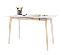Brride Milano - Petit bureau en bois avec 2 tiroirs - 120 x 55 cm - Bureau d'ordinateur pour la maison, le salon, le bureau à domicile - Blanc