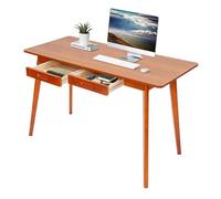 Brride Milano - Petit bureau en bois avec 2 tiroirs - 120 x 55 cm - Bureau d'ordinateur pour la maison, le salon, le bureau à domicile (marron)