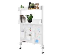 Brride Petite bibliothèque à clipser avec panneau perforé à 3 niveaux pour bureau, ordinateur, accessoires de bureau, étagère à poser, étagère murale perforée, blanche, 60 x 95 cm
