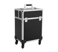 BRRIDE Petite mallette de maquillage à roulettes, professionnelle, verrouillable, pour voyage, esthéticienne, coiffeuse, Noir , Moderne