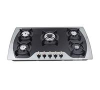 BRRIDE Plaque de cuisson à gaz, 5 feux, en verre, 5 zones, avec protection thermocouple, encastrable, 90 cm, GPL, gaz naturel, jusqu'à 11 kW (3 kW + 2,75 kW + 2,75 kW + 1,75 kW + 1,75 kW + 1 kW) (90 x