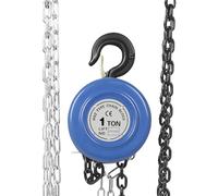 BRRIDE Treuil manuel 1T - Charge maximale : 1000 kg - Avec chaîne en acier de 3 m de long - Câble de levage - Frein de charge mécanique et anti-retour (1T bleu)