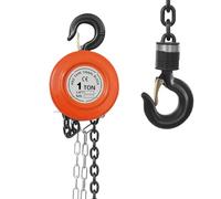 BRRIDE Treuil manuel 1T - Charge maximale : 1000 kg - Avec chaîne en acier de 3 m de long - Câble de levage - Frein de charge mécanique et anti-retour (1T orange)