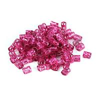 Brrnoo 100 PCS Tressage Perles Manchettes En Métal, Nouveaux Dreadlocks Colorés Perles Cheveux Tresse Anneaux Clips Dread Locks, Anneaux Manchette Décoration De Cheveux Tressage Tube (rose rouge)