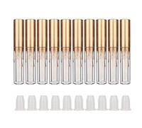 BRRNOO 10pc Tube Rouge à Lèvres Vide 2.5ml Bouchon Doré Mat | Flacon DIY pour Huile à Lèvres, Flacon de Voyage Portable, Bouteille de Gloss Rechargeable, Bouchon Anti-fuite, Corps