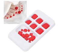 Brrnoo 24 Pcs Couleur Unie Faux Ongles d'orteil, Appuyez sur Les Ongles Courts Carrés Faux Ongles d'orteil Faux Ongles pour Femmes Filles-6 Couleurs(Rouge)