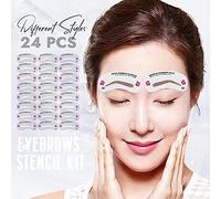 BRRNOO 24 Styles Pochoirs de Sourcils Modèles de Mise en Sourcils Kit de Toilettage des Sourcils avec 24 Formes Réutilisables Faciles à Utiliser pour le Maquillage des Femmes