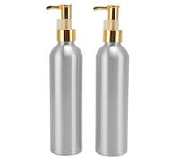 Brrnoo 2PCS Bouteille de Pompe de Lotion en Aluminium, Réutilisable Réutilisateur de Distributeur D'huile Essentielle pour la Crème de Shampooing, Compacte et Portable pour le Voyage