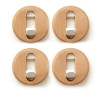 Brrnoo 4 Pièces Crochets Muraux en Bois Patères Crochets à Vêtements Pliables Anti-basculement en Forme de V pour Suspendre des Serviettes Chapeaux Sacs à Dos avec Vis et (Hêtre)