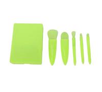 Brrnoo 5 Pièces Ensemble de Pinceaux de Maquillage de Voyage avec Miroir Pinceaux de Maquillage Portable avec Miroir pour Fard à Paupières Poudre Blush Mélange de Lèvres (vert fluorescent)