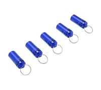 Brrnoo 5 Pièces Mini Porte-clés étui pour Tablettes en Alliage D'aluminium Couvercle à Vis Rangement Compact avec Construction Hermétique pour les Activités de Plein Air Utilisation (BLUE)