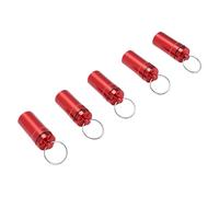 Brrnoo 5 Pièces Mini Porte-clés étui pour Tablettes en Alliage D'aluminium Couvercle à Vis Rangement Compact avec Construction Hermétique pour les Activités de Plein Air Utilisation (rouge)