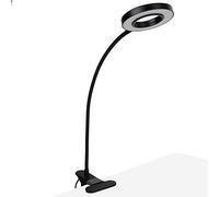 BRRNOO Anneau Lumineux de Bureau Réglable à 360 Degrés en Métal, Lampe de Lecture LED USB à Clipser pour Extension de Cils, Tatouage, Nail Art, Lumière Chaude avec 10 Niveaux de