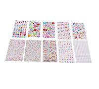 Brrnoo Autocollants de Bijoux en Acrylique, 10 Feuilles D'autocollants 3D en Strass Multicolores avec Feuilles de Perles et Formes Assorties, pour Bricolage, Décorations de Cartes