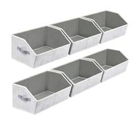 Brrnoo Bacs de Rangement pour Placard, 16,54 X 11,02 X 7,87 Pouces, Boîte de Rangement en Tissu Non tissé avec Carton renforcé Robuste, pour Vêtements, Serviettes, Livres dans la (GRAY)