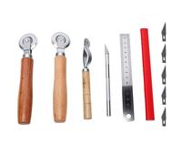 BRRNOO Boîte à Roues de Notation en Carton, Boîte à Outils de Notation, à Outils de Rainage, Outil de Redimensionnement, 3 Roues de, Poignée en Bois, Règle en Acier