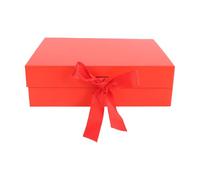 Brrnoo Boîte-cadeau Blanche avec Fermeture Magnétique et Ruban à Rabat avec Forte Adsorption Magnétique et Ruban de Soie pour Emballage de Cadeaux, Mariage, Anniversaire, Chris (rouge)