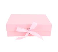 Brrnoo Boîte-cadeau Blanche avec Fermeture Magnétique et Ruban à Rabat avec Forte Adsorption Magnétique et Ruban de Soie pour Emballage de Cadeaux, Mariage, Anniversaire, Chris (PINK)