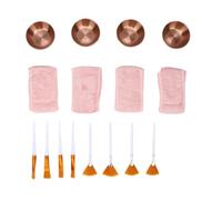 BRRNOO Bols Mélangeurs de beauté, Ensemble de Maquillage du Visage en Acier Inoxydable pour les Soins de la Peau, 4 Bols pour le Visage, Bandes, Pinceaux Plats en éventail, Bandeaux (Or Rose)