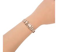 Brrnoo Bracelet en Acier Inoxydable pour Femme, Gourmette Ajustable (B)