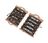Brrnoo Bracelet Punk Vintage, Bracelet Rock Crâne pour Hommes en Cuir PU Réglable Décoratif avec Boucle pour Anniversaire Halloween