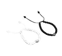 Brrnoo Bracelets de Couple, Bracelet Assorti de Perles Blanches Noires pour l'amitié des Couples Amoureux, avec Design de Projection et Pierre Turquoise Naturelle