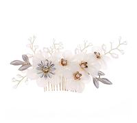 Brrnoo Brosse à Cheveux de Mariée à Fleurs, Peigne en Gaze de Soie Fait à la Main, avec, Perles pour Mariage, événements Spéciaux