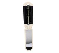 Brrnoo Brosse à Cheveux de Poche avec Miroir, Brosse à Cheveux Pliante de Voyage, Peigne de Massage Compact et Portable avec Miroir HD pour Femmes en Déplacement (Blanc crème)